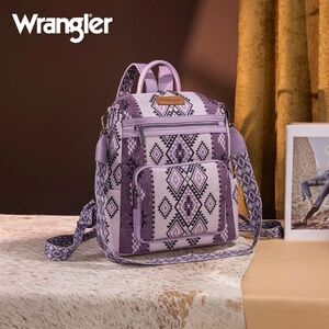 Wrangler Aztec Print Backpack/Crossbody- Purple